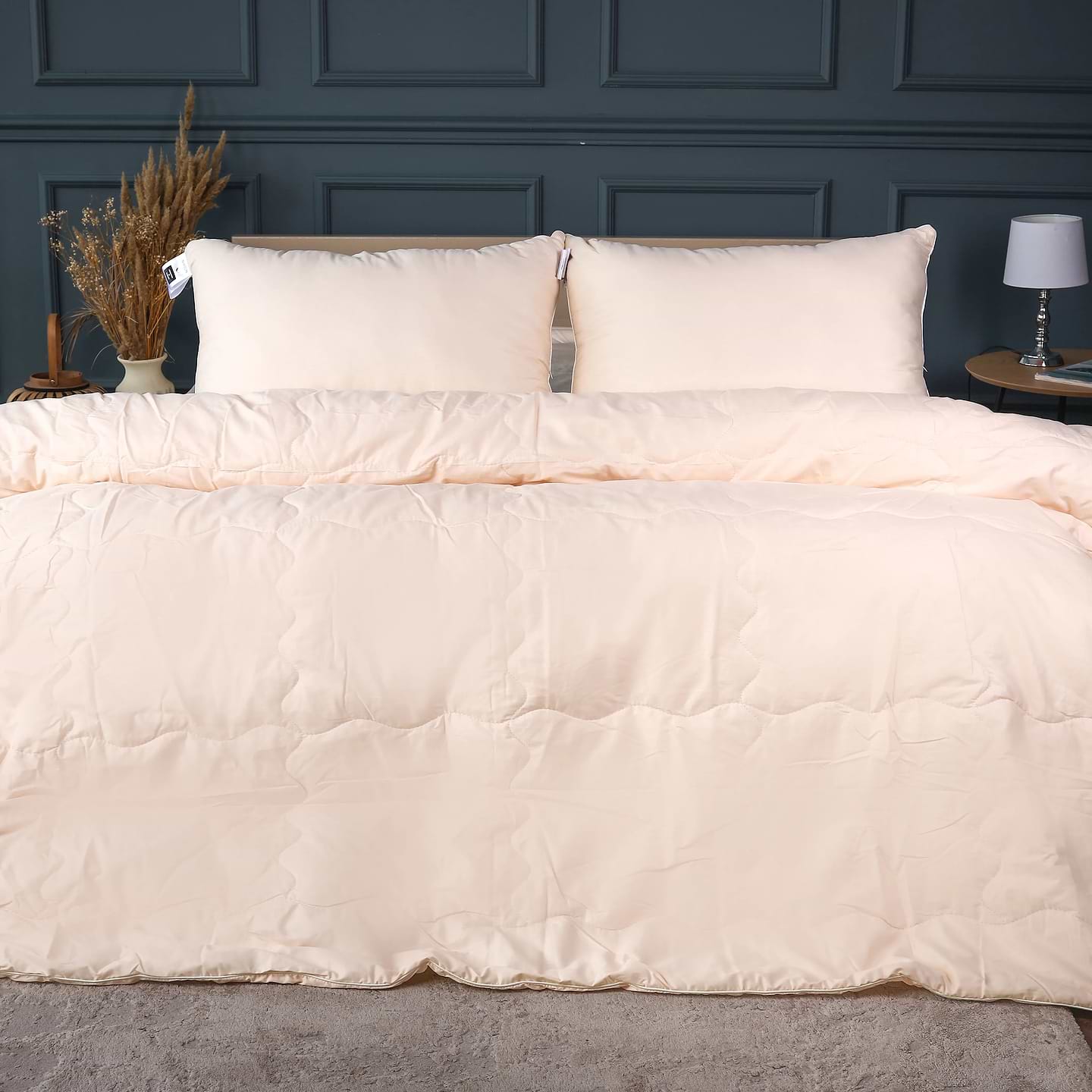 Ковдра літня двоспальна євро MirSon №2963 200х220 Line Satin Light Pro 10-016 Creamy Modal + 2 наволочки 50х70 (2200010974102)